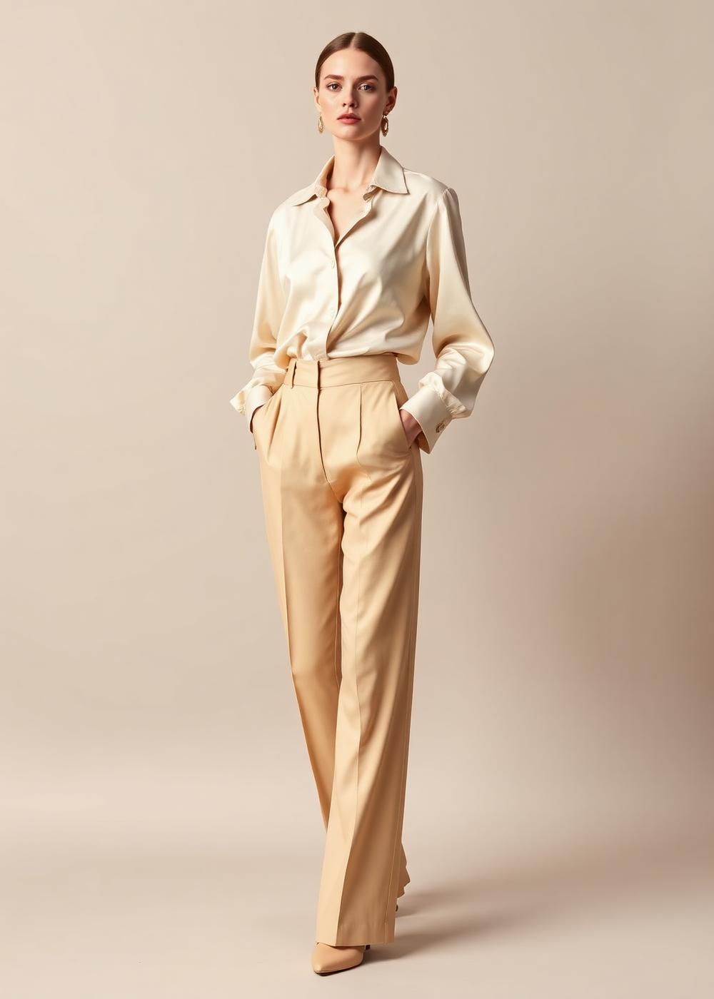 Silk Blouse · Wide Trouser